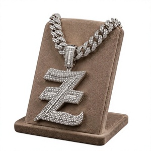 Collier avec pendentif lettre Z en argent 925, charme en moissanite, chaîne pavée, bijoux unisexe, cadeau hip hop - Product Image 2