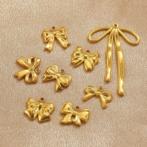 Dijes de Acero Inoxidable para Joyería, Dijes de Moda con Forma de Lazo en Oro y Plata, Accesorios para Hacer Joyería a Mano - Product Image 3