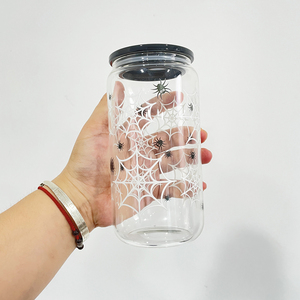 Taza de café de cerveza con logotipo personalizado de 16oz, taza de cristal de araña fantasma de calabaza impresa en 3D, <span class=keywords><strong>tazas</strong></span> frías, taza de cristal de Halloween con tapa de PP - Product Image 5