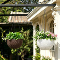 Pot de fleurs suspendu auto-arrosant de 8,6 pouces en plastique avec chaîne pour la maison et le jardin, utilisation intérieure et extérieure
