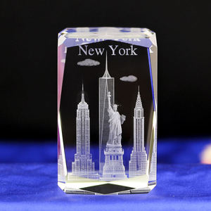 Nhỏ Cầu Thiết Kế Mới Cao Cấp Nổi Tiếng Xây Dựng New York Thành Phố 3D Laser Khắc Thủy Tinh Cube - Product Image 4