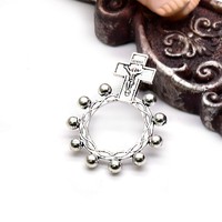 Bague chapelet en or et argent catholique perlé pour homme et femme