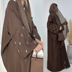 OME ODM <span class=keywords><strong>Abaya</strong></span> fabricant islamique lin <span class=keywords><strong>Abaya</strong></span> femmes <span class=keywords><strong>Kimono</strong></span> Cardigan femmes musulmanes robes lune broderie <span class=keywords><strong>Abaya</strong></span> - Product Image 2