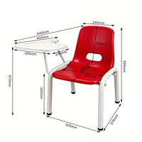 Chaise de formation pour maternelle avec tablette d'écriture à accoudoirs pliables, ergonomique, en plastique, empilable, pour utilisation en classe préscolaire