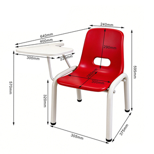 Chaise de formation pour maternelle avec tablette d'écriture à accoudoirs pliables, ergonomique, en plastique, empilable, pour utilisation en classe préscolaire - Product Image 3