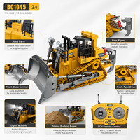 Modelo a Escala de Bulldozer de Aleación con Orugas 2.4G 9 Canales, Vehículo de Ingeniería con Luces, Sonido y Función de Demostración para Compradores de Juguetes de Construcción