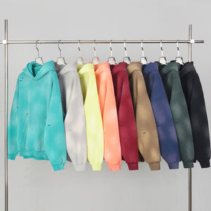 Venta al por mayor logotipo personalizado lavado ácido Unisex algodón de gran tamaño pesado primavera personalizado liso pulóver grueso polar sudaderas con capucha para hombre - Product Image 1