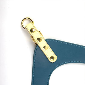 キングミングカスタムブルーY字型PUレザー犬用リーシュハーネスソフトネオプレンデザインレザー犬用ハーネスセット小型犬用 - Product Image 5