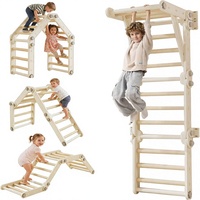Kinder-Klettergerüst für Dreieck-Set Faltbares Indoor-Turngerät (Grau) |   Montessori Klettergerüst für Kleinkinder Wandtreppe Sicher