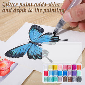 Ensemble de peinture <span class=keywords><strong>aquarelle</strong></span> miniature Panwenbo, 24 couleurs, peinture <span class=keywords><strong>aquarelle</strong></span> métallisée, peinture <span class=keywords><strong>aquarelle</strong></span> scintillante perlée solide pour adultes, enfants, débutants, artistes - Product Image 3