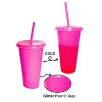 Gobelets magiques en plastique personnalisés avec logo, 16oz/24oz, à paillettes et changeant de couleur, avec paille, sans BPA, pour le camping (vente en gros)