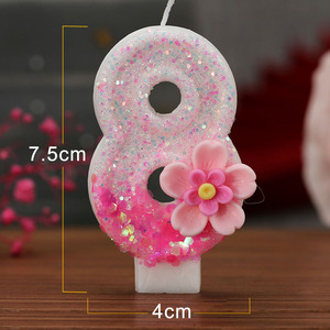 Hot Bán Bán Buôn Shiny Màu Hồng Hoa Số Zero-Nine Bánh Nến Cho Kỷ Niệm Sinh Nhật Đảng Trang Trí - Product Image 6