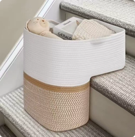 Panier de rangement pliable en corde de coton tressé, écologique, grande taille L, pour l'organisation de la maison - Offre Spéciale