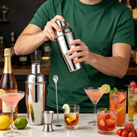 Ensemble de shaker à cocktails en acier inoxydable moderne et minimaliste de 750 ml, 3 pièces, kit d'outils de barman, articles de bar, vente en gros