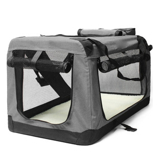 Katlanır açık taşınabilir çıkarılabilir katlanabilir çelik çerçeve seyahat kedi köpek taşıyıcı sandık kulübesi hayvan kafesi - Product Image 3