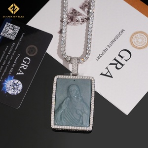 Nuevo y Moderno Collar con Colgante Religioso de Jesús, con Certificado GRA, Completamente Engastado, Estilo Hip Hop, Plata 925, Diamante Moissanita VVS1, Jade - Product Image 6