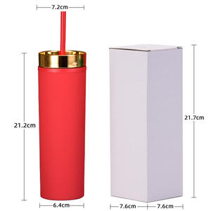 Vaso térmico portátil de plástico esmerilado de doble capa de 16 oz con pajita incluida, apto para lavavajillas - Product Image 5