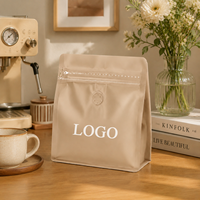 Sacs personnalisés écologiques à fond carré en aluminium à huit soudures thermiques avec impression numérique et valve d'air pour grains de café et poudre