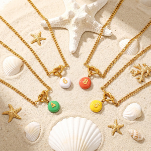 Collar con Colgante de Número Colorido, Chapado en Oro de 18K, Resistente a la Decoloración, Diseño Exclusivo, Apilable, Joyería para Clavícula de Mujer - Product Image 1