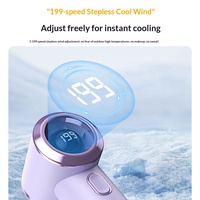 Ventilateur portable numérique mini 2000 mAh avec écran, rechargeable par USB, haute vitesse, moteur sans balais, pour extérieur, ventilateur personnel de refroidissement