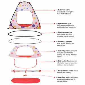 Tenda da Gioco Pieghevole in Rete per Bambini, Casetta Pop-up per Giochi al Chiuso e all'Aperto - Product Image 6