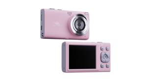 Cámara digital compacta CAM-12 4K con sensor CMOS y soporte para tarjetas Micro SD en colores blanco, negro y azul - Product Image 3