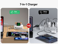 Chargeur de bureau sans fil Source Factory HNT 125W 3C3A 6 ports avec câble d'extension CA de 1,5 m, station de charge USB-C rapide multi-ports