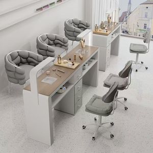 โต๊ะทำเล็บสไตล์โมเดิร์นมินิมอล  ฐาน MDF ท็อปพลาสติก สำหรับร้านเสริมสวย - Product Image 5