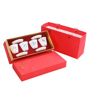 Tasse à thé blanche en céramique avec dessous de verre Tasse à thé dorée Dragon et <span class=keywords><strong>Phoenix</strong></span> Couple Tasses Boîte cadeau - Product Image 5