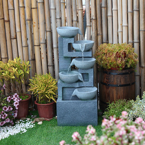 Fontaine d'eau en résine de style européen, décoration de jardin extérieur, à plusieurs niveaux, utilisation intérieure et extérieure - Product Image 1