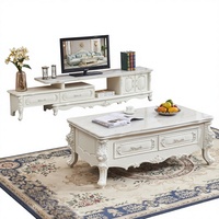 Ensemble de meubles de style européen : table basse et meuble TV, design moderne minimaliste nordique, extensible avec roulettes et espace de rangement