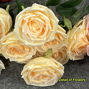 <span class=keywords><strong>Bouquet</strong></span> di Rose Bianche e Rosa a 9 Rami con Foglie, Economico ed Elegante <span class=keywords><strong>per</strong></span> Matrimoni, Eventi, Noleggio e Decorazioni Aziendali - Product Image 5