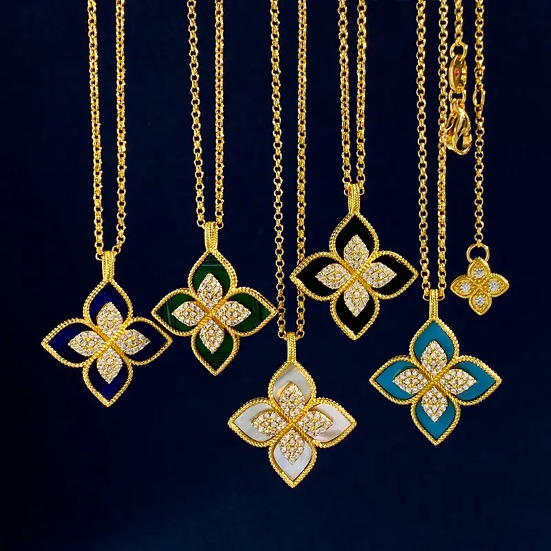 Luxury inspired designer brand jewelry four leaf clover necklace brand bracelet earring set women designer jewelry catalog