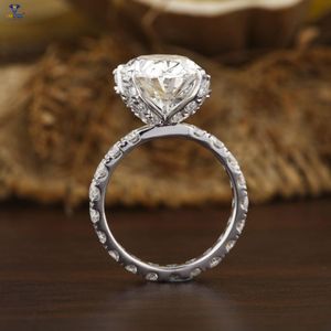 Anillo de diamante 10,46 TDW con corte ovalado y redondo Banda de oro blanco de 18 quilates HPHT/CVD Labstone Jewelry - Product Image 5