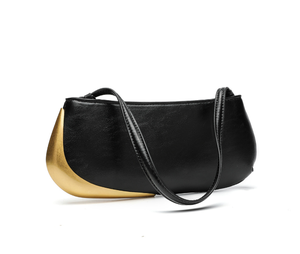 Nuevo bolso de mano en forma de media luna en contraste negro y dorado para <span class=keywords><strong>mujer</strong></span> de ZA para llevar tanto como un bolso de mano como un bolso cruzado. - Product Image 4