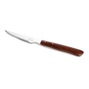 Coltello da bistecca con manico in legno, lama seghettata in acciaio inossidabile per tagliare la carne, uso in cucina - Product Image 1