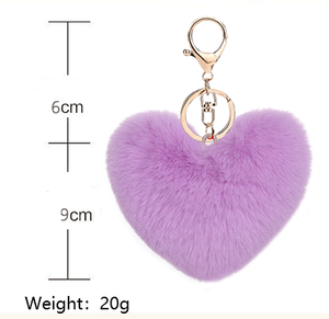 9cm 하트 모양 모피 가짜 토끼 Pom 키 체인 푹신한 모피 폼폼 열쇠 고리 여성 가방 펜던트 - Product Image 2
