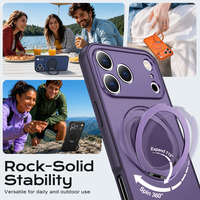 Funda Magnética Híbrida de TPU+PC de Lujo a Prueba de Golpes con Protección de 360° °   Soporte de Anillo Giratorio con Cobertura Total para iPhone 18 17 16 15 Pro Max