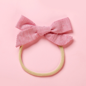 Fondo hermoso <span class=keywords><strong>y</strong></span> de moda de algodón cáñamo tejidos diadema raya horizontal bowknot cinta para bebé - Product Image 2