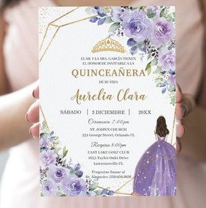 Lujosa única invitación <span class=keywords><strong>de</strong></span> membrillo <span class=keywords><strong>de</strong></span> <span class=keywords><strong>princesa</strong></span> floral verde esmeralda 15 años dulce 16 XV tarjetas <span class=keywords><strong>de</strong></span> invitación - Product Image 3
