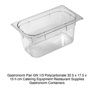 ถาดใส่อาหารโพลีคาร์บอเนต GN 1/3 ขนาด 32.5 × 17.5 × 15 ซม. ไม่มีฝาปิด, -100/+100 ° C - Product Image 2