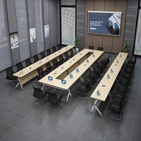 Ensemble table et chaises pliantes en bambou simple, modulable et mobile, pour conférence, réception, négociation, formation, bureau commercial rectangulaire