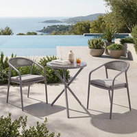 Ensemble bistrot rond en rotin PE pour extérieur, 3 pièces, structure en acier thermolaqué, table et chaises pour jardin, balcon