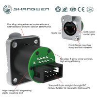 Connecteur Ethernet, 5 pièces, prise droite, 8p, connecteur Rj45, mâle et femelle, IP44