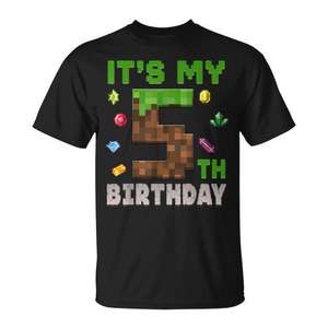 Camiseta It's My 5Th Birthday Pixel Gamer para niños de 5 años - Product Image 1