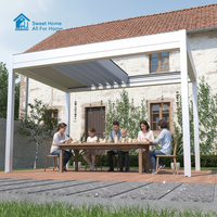 Pergola en aluminium avec toit en verre Sweet Home, auvent rétractable motorisé à lames orientables, système d'ombrage imperméable moderne pour patio extérieur