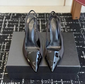 Leather-covered pointed-toe backless thin strap high heel ladies light luxury banquet casual elegant high-heeled single <b>shoe</b> - Product Image 5
