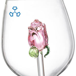 Vidrio de borosilicato sin plomo de 10oz, copas de <span class=keywords><strong>vino</strong></span> creativas hechas a mano con adornos de rosas, cristalería de cóctel de lujo romántica única larga - Product Image 3