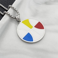 Collier pendentif rond géométrique personnalisé en émail, vente en gros
