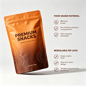 Sachet alimentaire refermable personnalisé imprimé, pochette en plastique brillante pour snacks et barres protéinées - Product Image 2